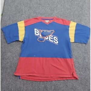Vtg St Louis Blues Hockey Shirt Mens XL Mirage Colorblock V Neck 90s